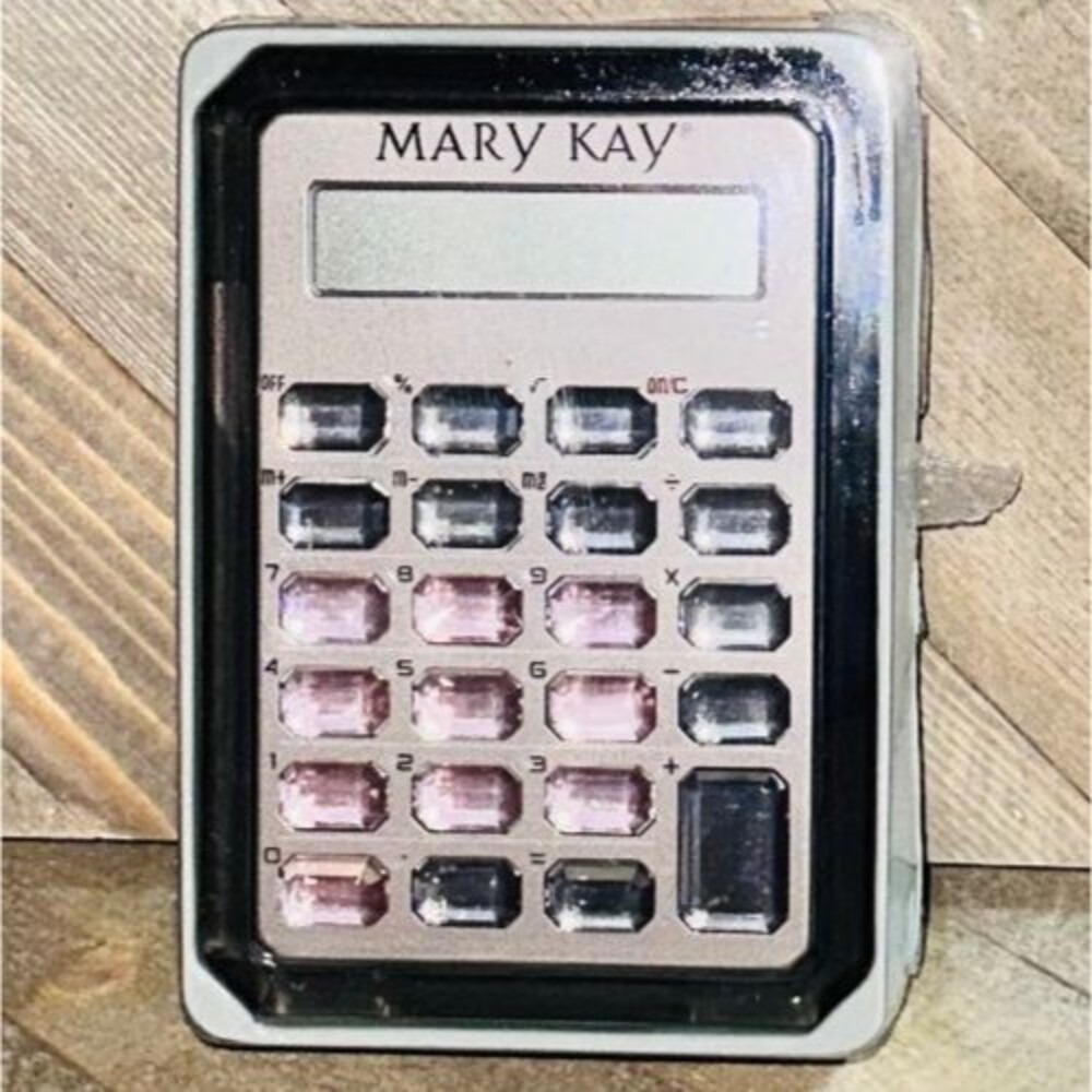 Vtg Mary Kay Jewel Clear Handheld Calculator Gems Jeweled Pink Silver NIP
